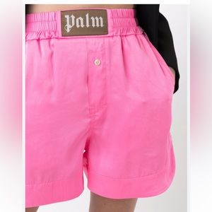 Palm Angels Shorts Satin Pink Boxer Technical Logo Women’s XS